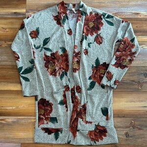 Bellamie Floral Gray and Red Cardigan
